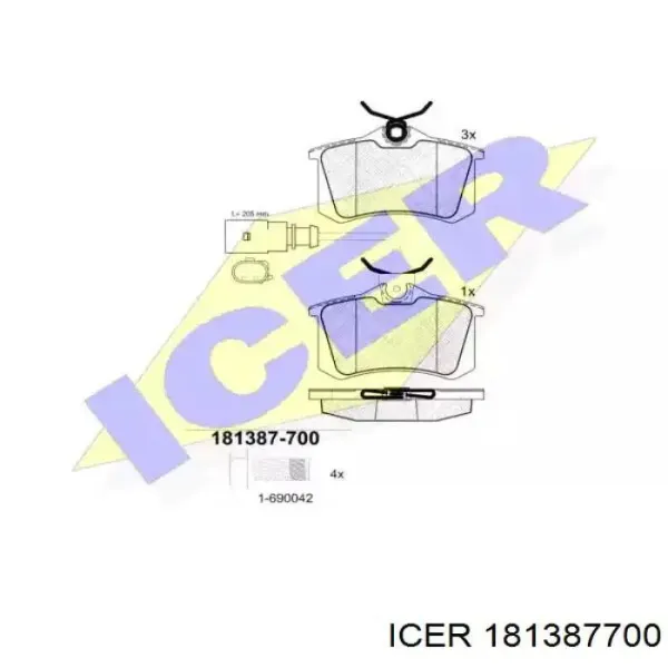 Задние тормозные колодки 181387700 Icer