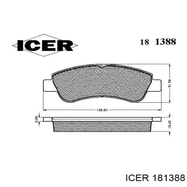 Передние тормозные колодки 181388 Icer
