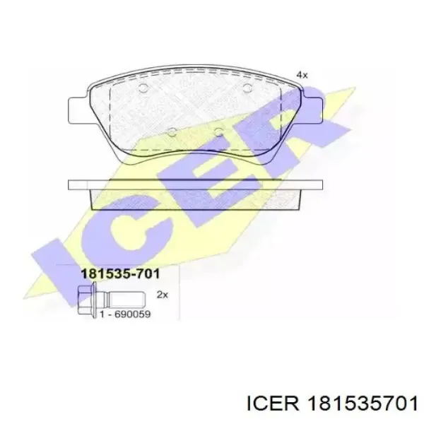 Передние тормозные колодки 181535701 Icer