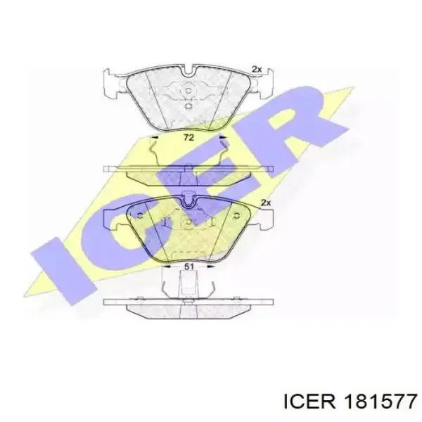 Передние тормозные колодки 181577 Icer