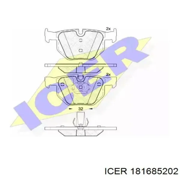 Задние тормозные колодки 181685202 Icer