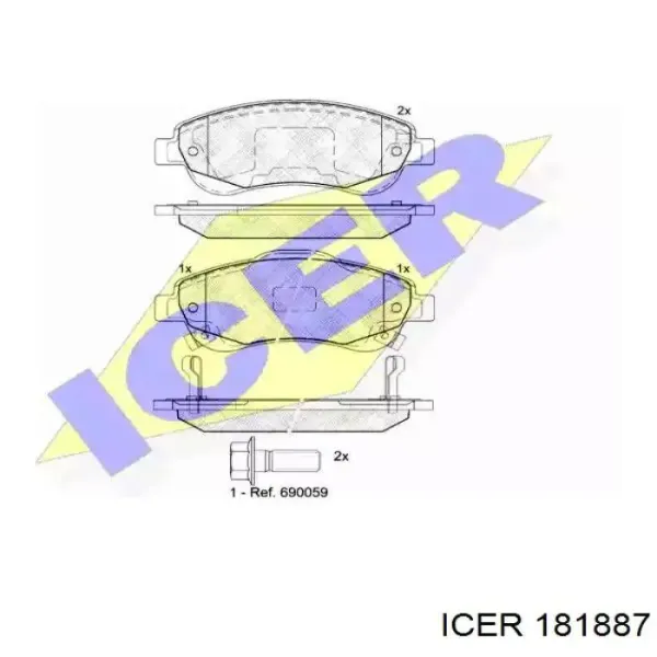 Передние тормозные колодки 181887 Icer