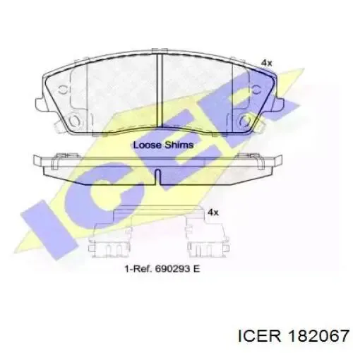 Передние тормозные колодки 182067 Icer