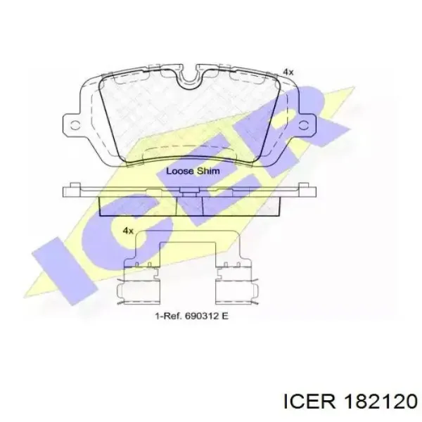 Задние тормозные колодки 182120 Icer