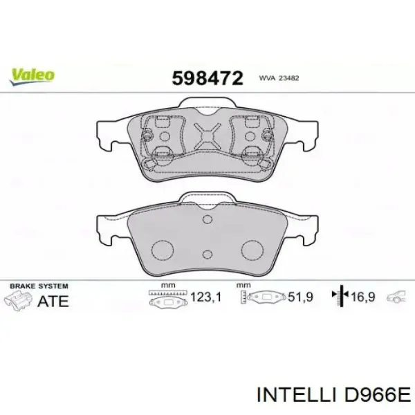 Задние тормозные колодки D966E Intelli