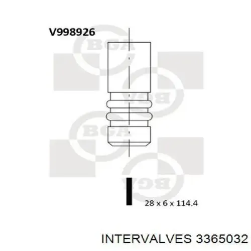 Впускной клапан 3365032 Intervalves