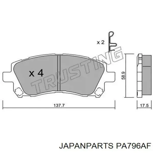 PA796AF Japan Parts Колодки передние