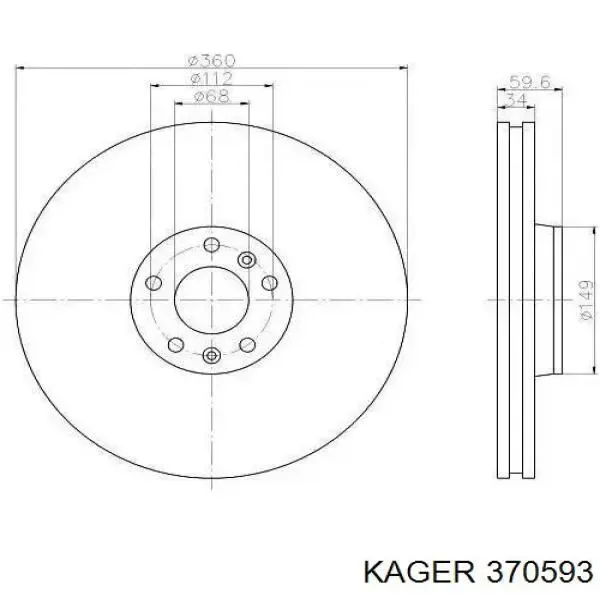 Передние тормозные диски 370593 Kager