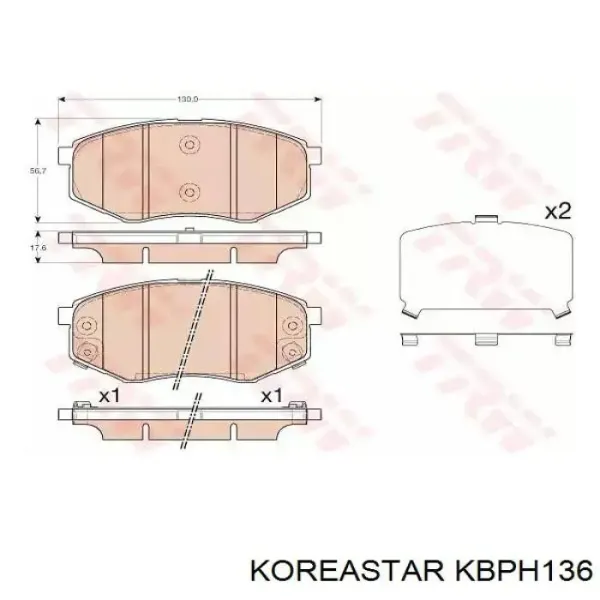 Передние тормозные колодки KBPH136 Koreastar