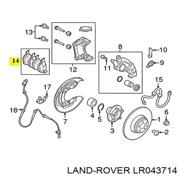 Задние тормозные колодки LR043714 Land Rover