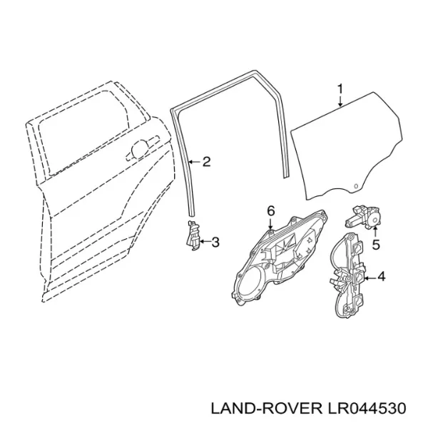 Стекло двери задней левой LR044530 Land Rover