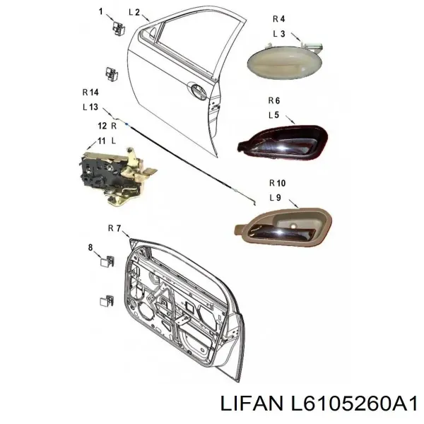 Ручка двери передней наружная правая L6105260A1 Lifan