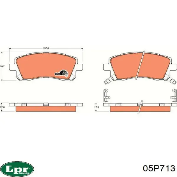 Передние тормозные колодки 05P713 LPR