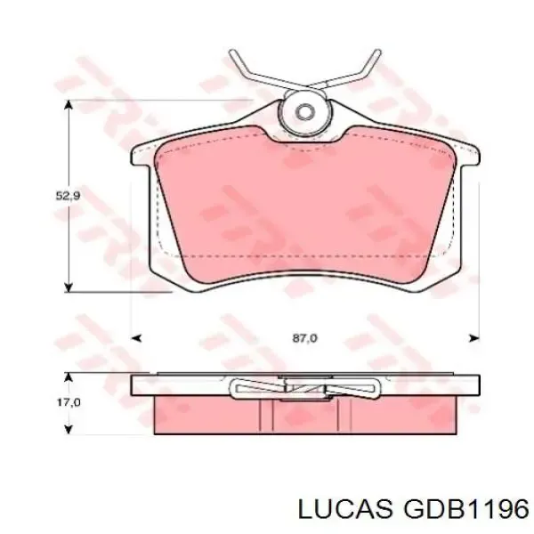Задние тормозные колодки GDB1196 Lucas