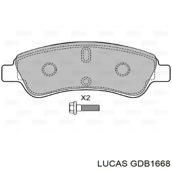 Передние тормозные колодки GDB1668 Lucas