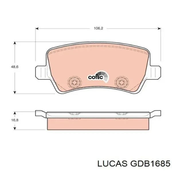 Задние тормозные колодки GDB1685 Lucas