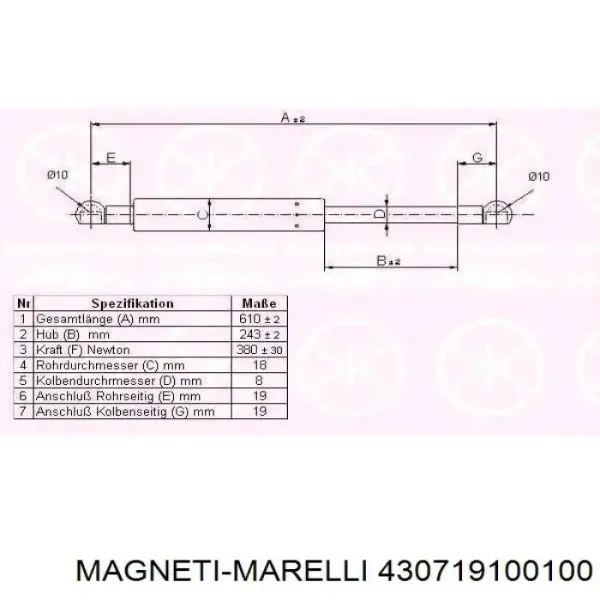 Амортизатор багажника 430719100100 Magneti Marelli