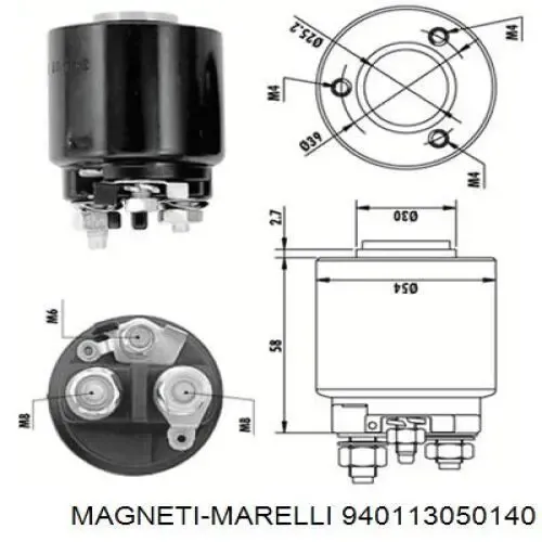 Втягивающее реле стартера 940113050140 Magneti Marelli