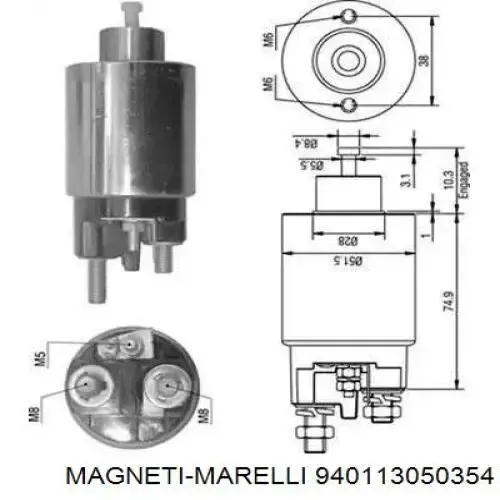 Втягивающее реле стартера AME0354 Magneti Marelli