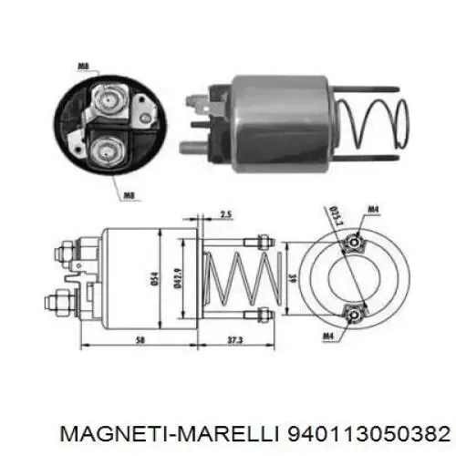 Втягивающее реле стартера AME0382 Magneti Marelli