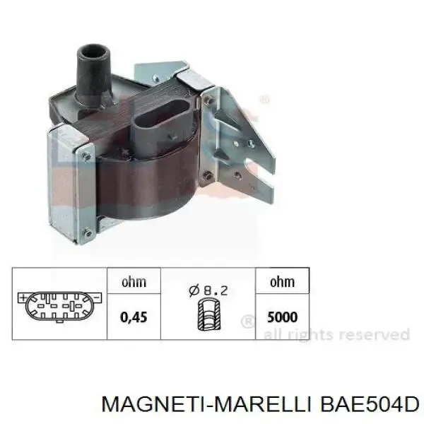 Катушка зажигания BAE504D Magneti Marelli