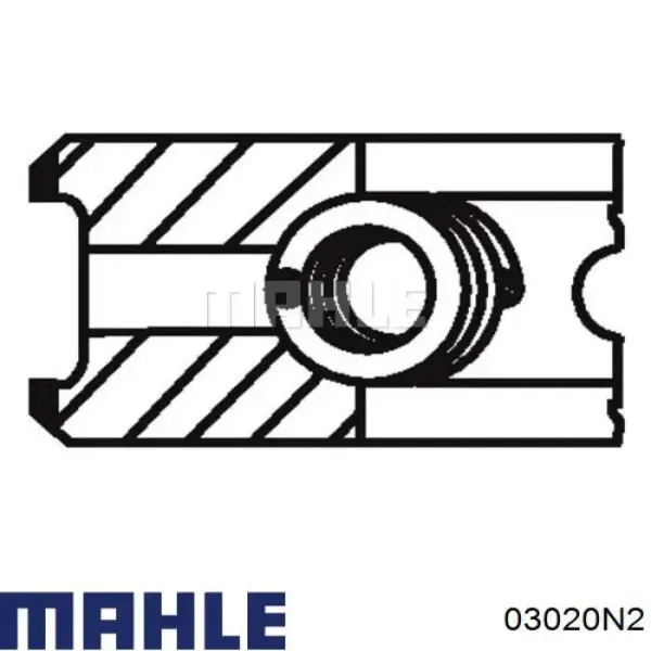 Комплект поршневых колец на 1 цилиндр, 2-й ремонт (+0,50) 03020N2 Mahle Original