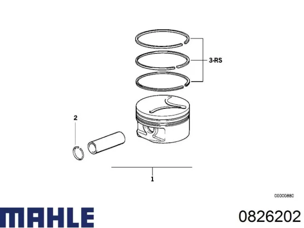 Поршень на 1 цилиндр, 2-й ремонт 0826202 Mahle Original