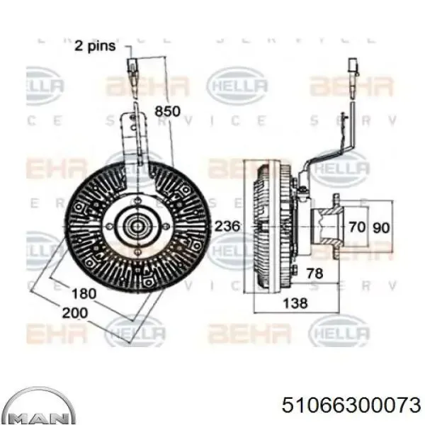 Вискомуфта вентилятора 51066300073 MAN