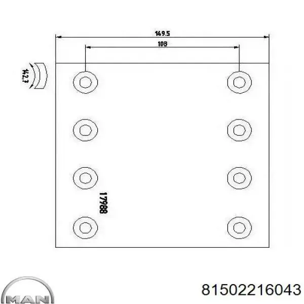 Задние барабанные колодки 81502216043 MAN