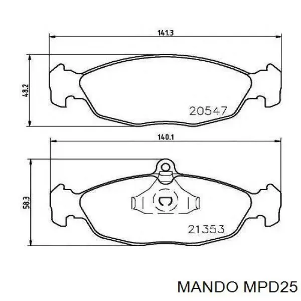 Передние тормозные колодки MPD25 Mando