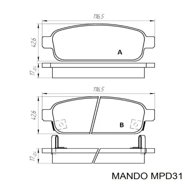 Задние тормозные колодки MPD31 Mando