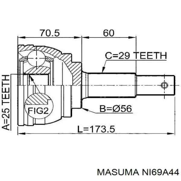 ШРУС наружный передний NI69A44 Masuma