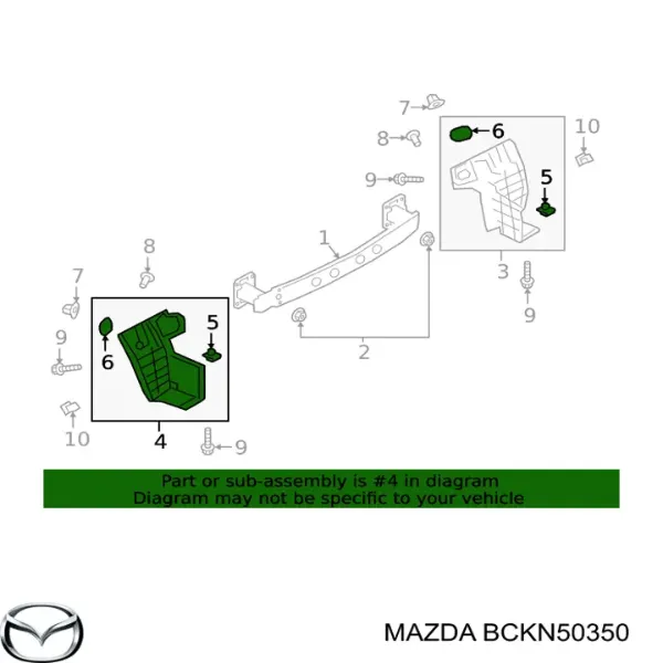 Брызговик задний левый BCKN50350 Mazda