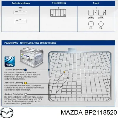 Авто акумулятор Мазда 65 А/г 12 В (BP2118520)