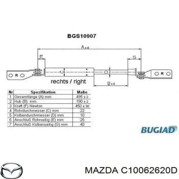 Амортизатор задней двери Stabilus 630725 цена, от 7.26 USD