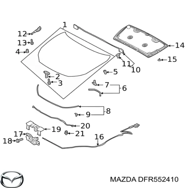 Петля капота правая DFR552410 Mazda