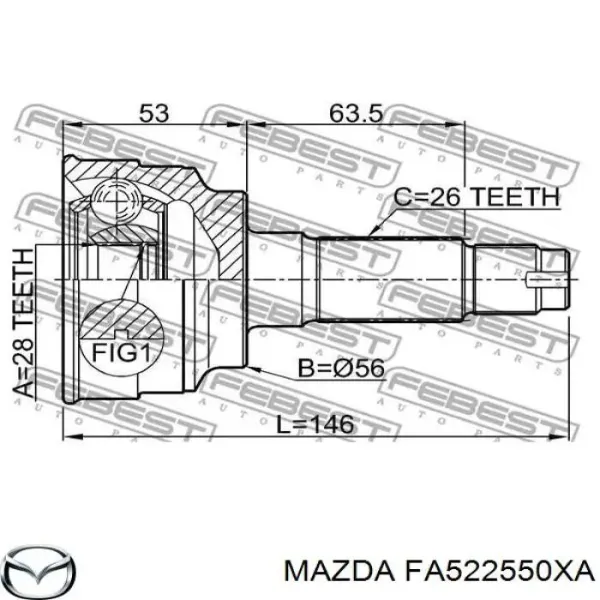 ШРУС наружный передний FA522550XA Mazda