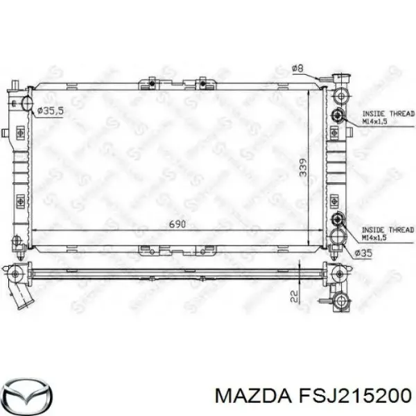 Радиатор FSJ215200 Mazda