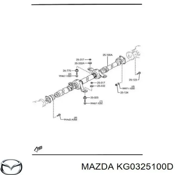 Кардан задний KG0325100D Mazda