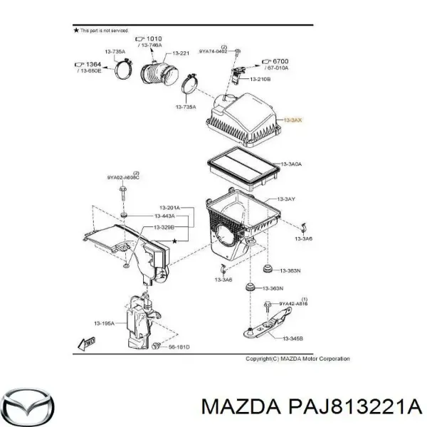 Выпускной патрубок воздушного фильтра PAJ813221A Mazda