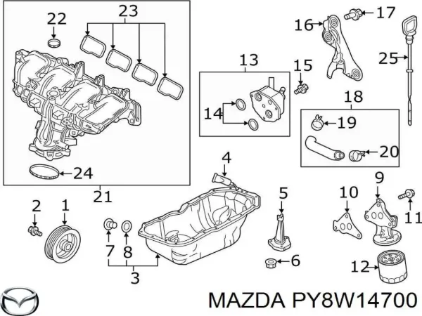 Масляный радиатор PY8W14700 Mazda