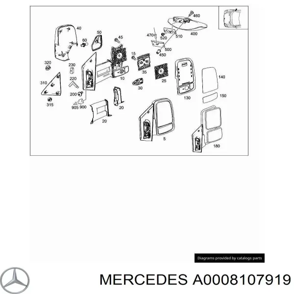 Правое зеркало A0008107919 Mercedes