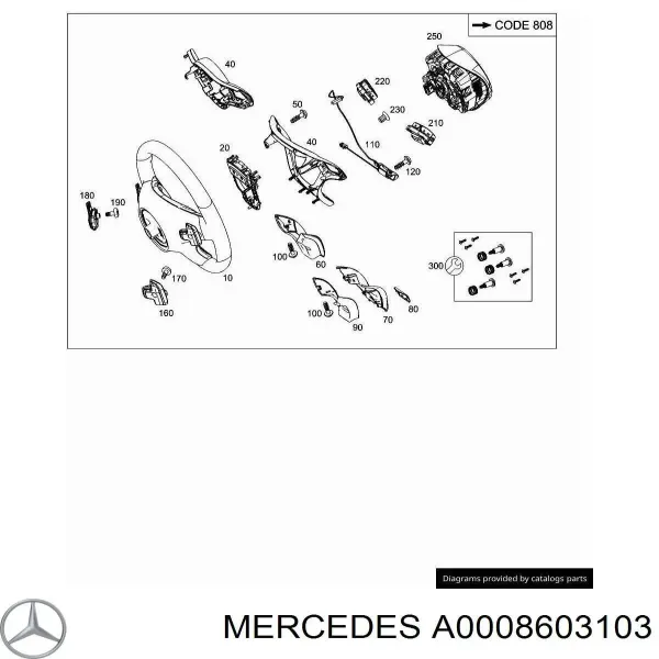 Подушка безопасности водителя A0008603103 Mercedes