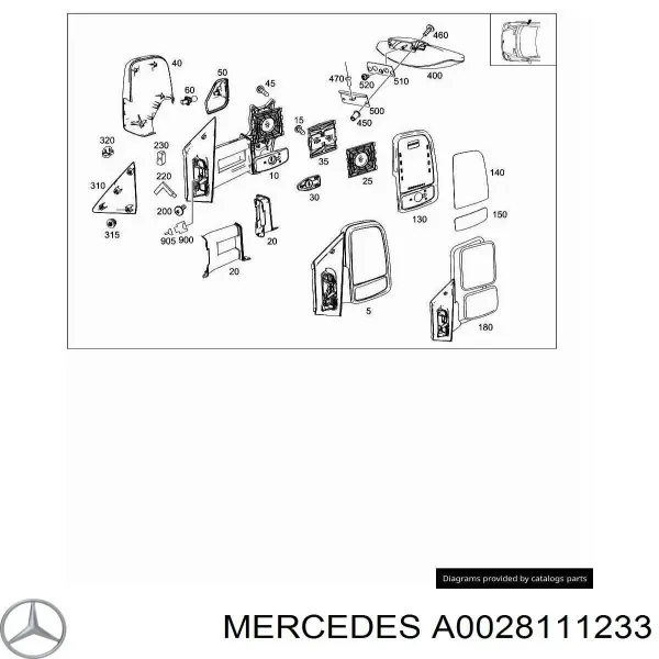 Стекло левого зеркала заднего вида A0028111233 Mercedes