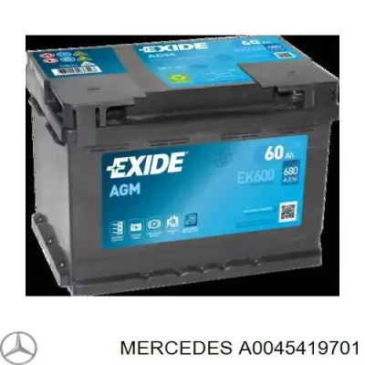 Аккумулятор автомобильный Мерседес 60 А/ч 12 В (A0045419701)