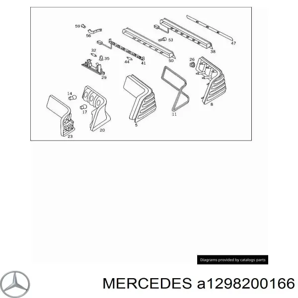 Стекло фонаря заднего левого A1298200166 Mercedes