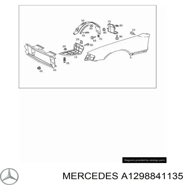 Подкрылок передний левый A1298841135 Mercedes
