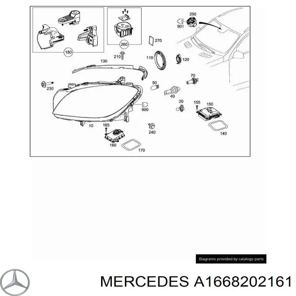 Левая фара A1668202161 Mercedes