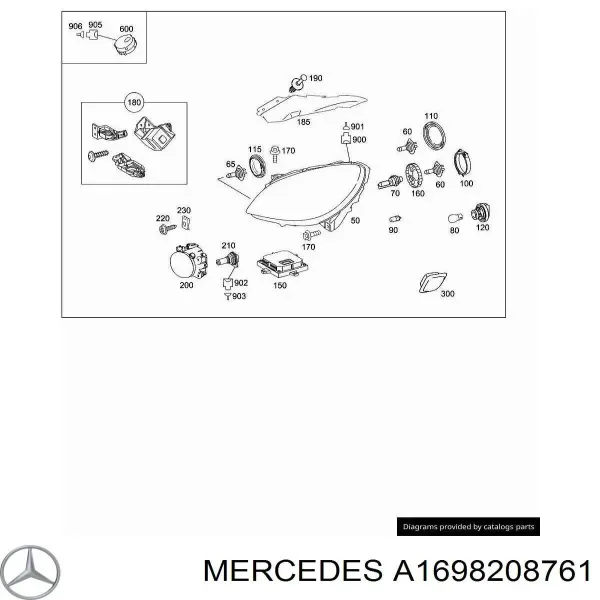 Левая фара A1698208761 Mercedes