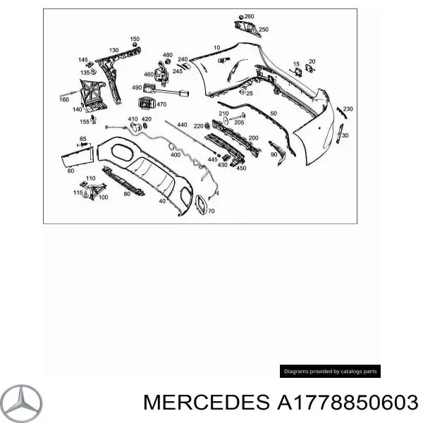 Кронштейн бампера заднего центральный A1778850603 Mercedes